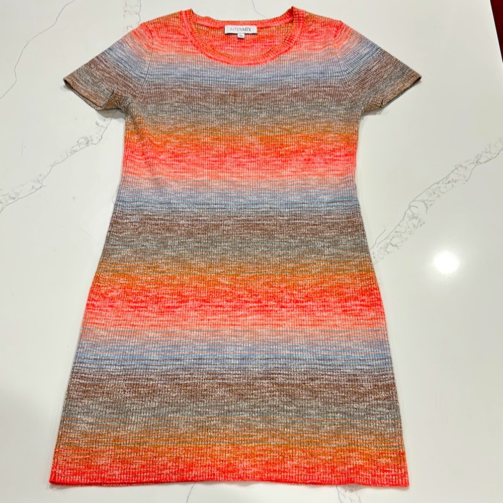 INTERMIX Orange Gray Sheath Mini Dress